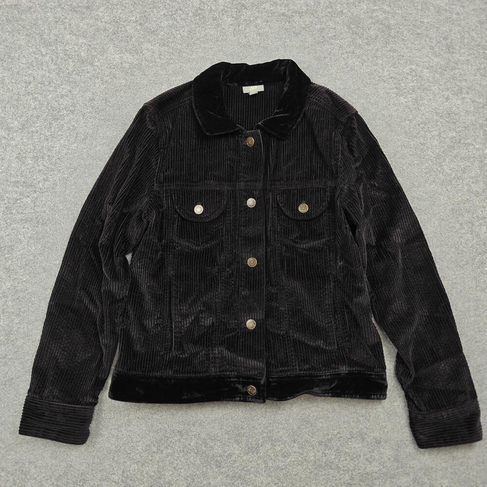 J. Jill Jacket Womens Small Black Corduroy Single-Breasted Pockets Unlined
